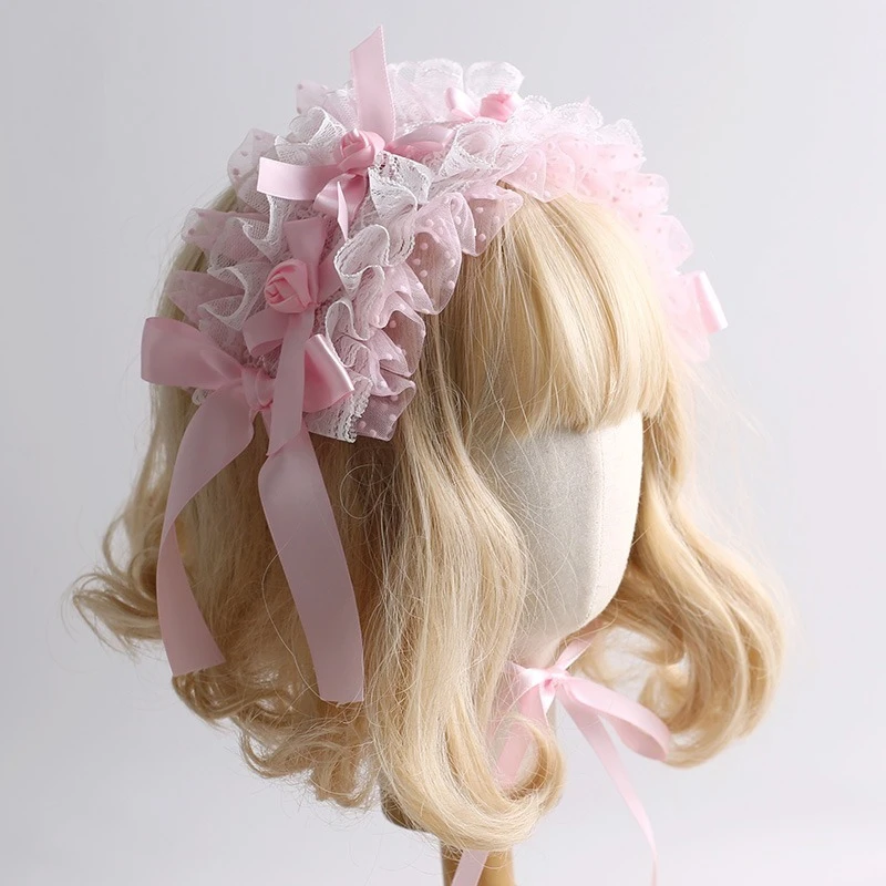 Original Lolita Hair Accessories Pink Showa Cross Lover Doll Handmade Hat Headband Bracelet Sleeve Hair Strap Small Item