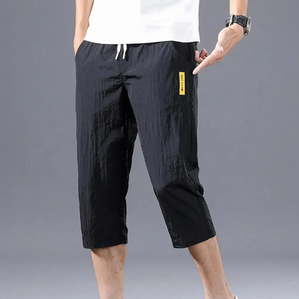 Men Short Pants Knee Length Men Sweatpants Slim Fit Men Cropped Pants Long Young Style Casual Pants Summer Sweatpants