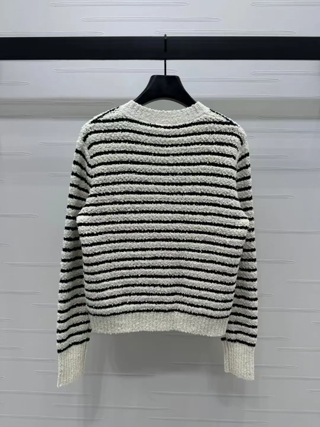 Customized High-End Women's Striped round Neck Long-Sleeved Cardigan Luxury Fashion Outerwear