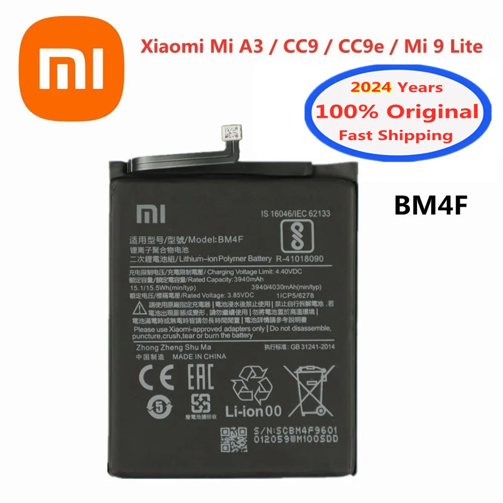 2024 Years BM4F 100% Original Battery For Xiaomi Mi 9 Lite Mi9 Lite / Mi A3 CC9 CC9e 4030mAh High Quality Phone Battery In Stock