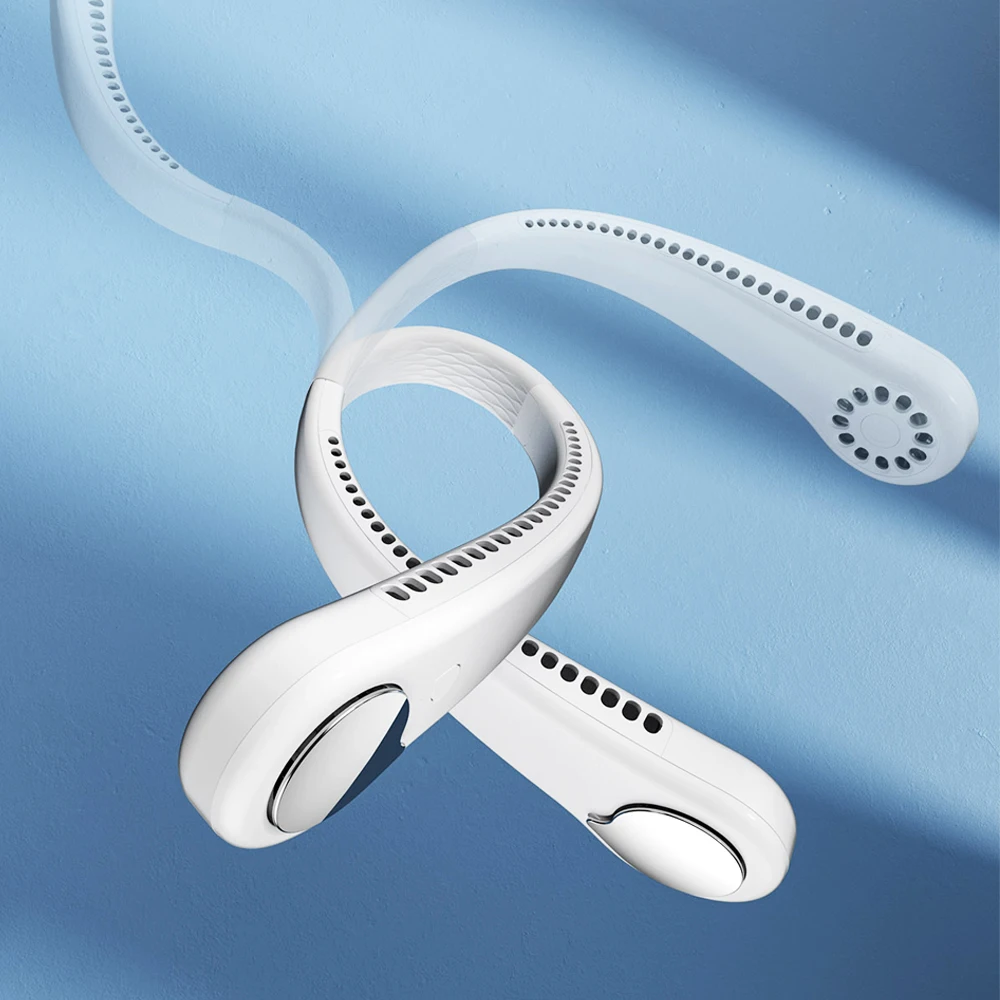 Gaiatop พัดลมคล้องคอแบบพกพา USB ชาร์จไฟได้, สายคล้องคอเงียบพัดลมไฟฟ้าขนาดเล็กพัดลมทำความเย็นสวมใส่ได้สำหรับการเดินทางกีฬา