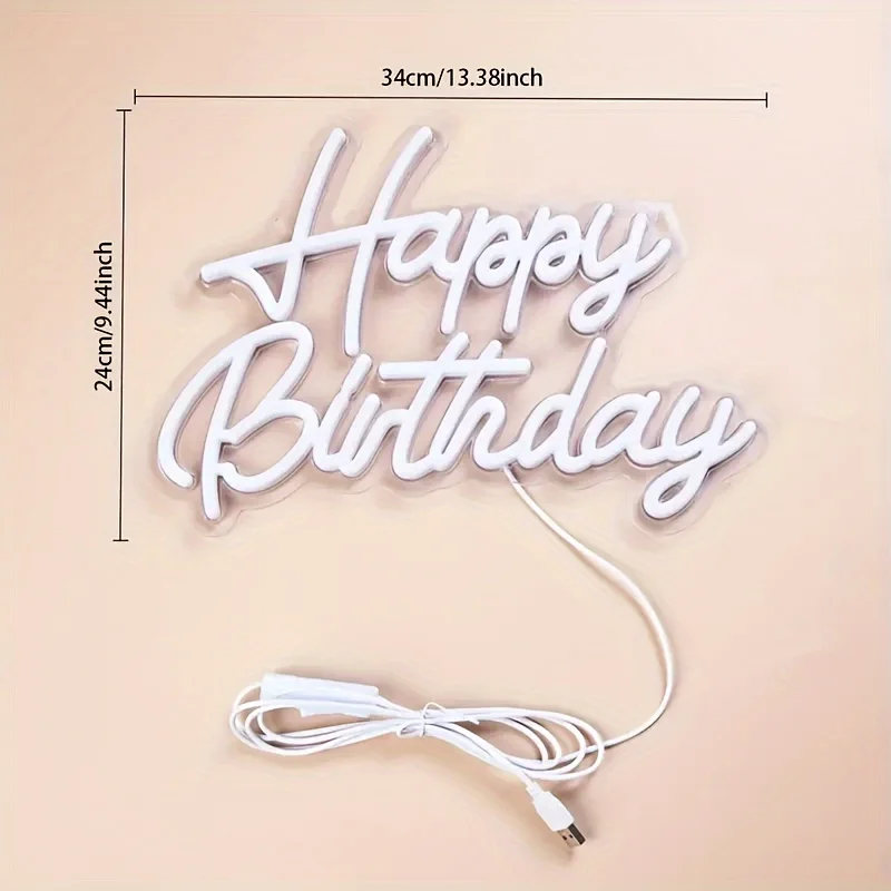 

Happy Birthday Letter Art Neon Sign, LED Plastic Light-Up Letter Art, Perfect For Birthday Celebration, Room Wall Decor