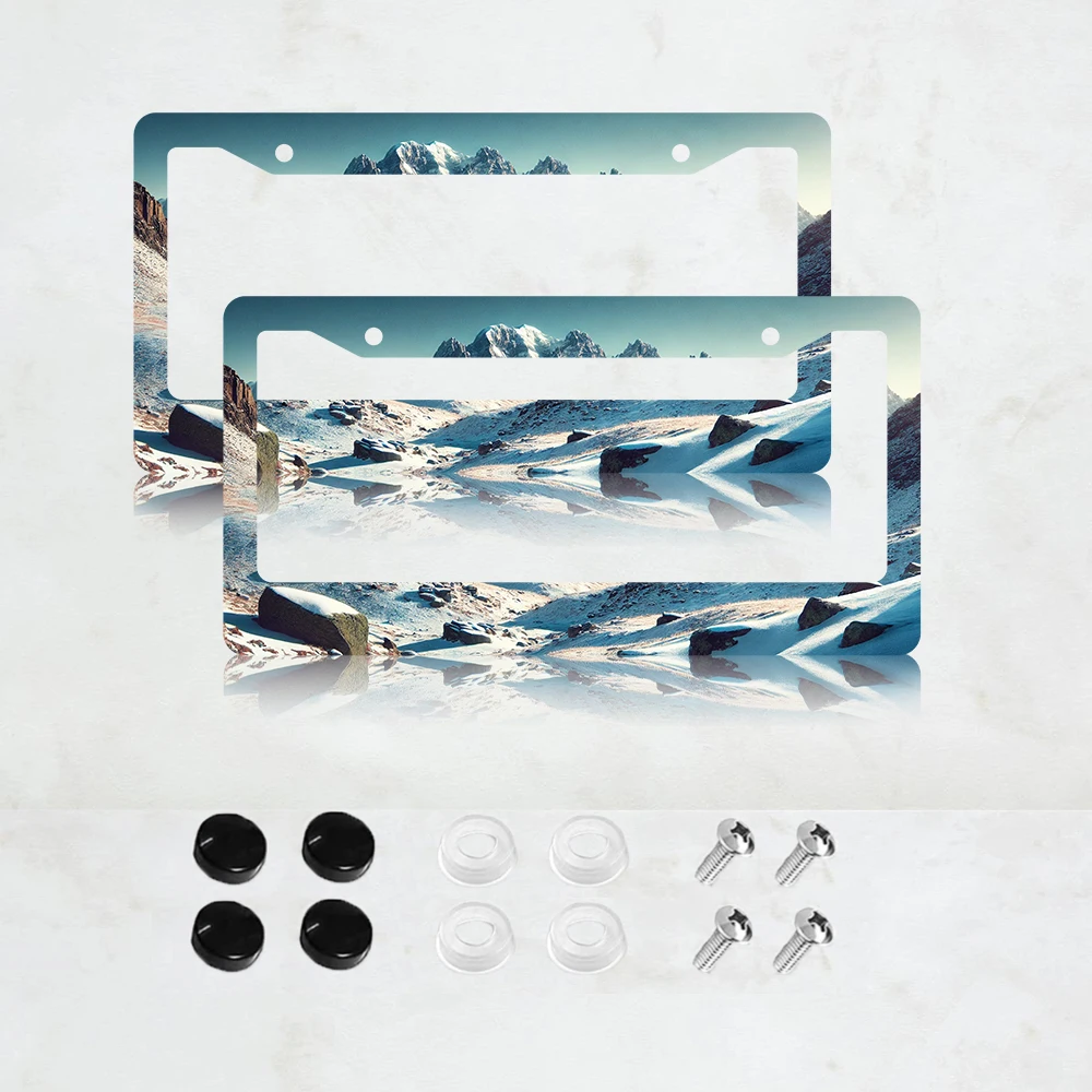

2PC Mountains are Calling - Алюминиевая рамка для номерного знака с изображением снежных гор - стандартный размер США, декоративная автомобильная рамка