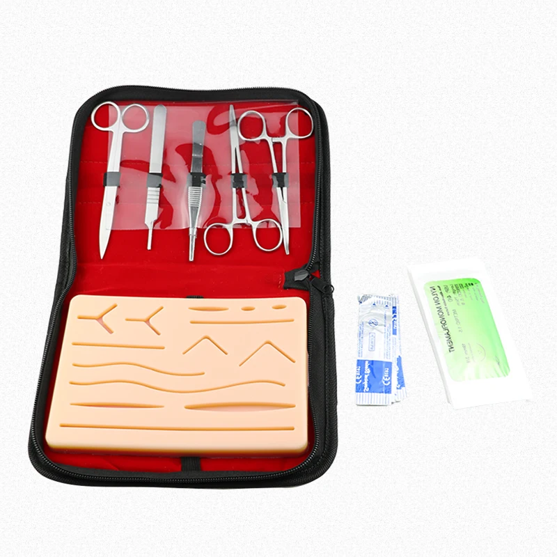 

Skin Suture Practice Silicone Pad with Wound Simulated Training Kit Teaching Equipment Needle Scissors Tool Kit