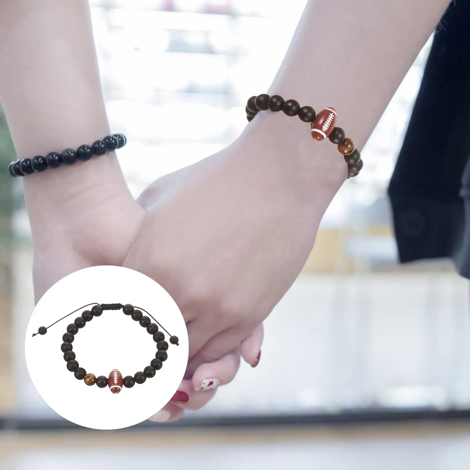 

Спортивный браслет для регби с камнями, портативный, декоративный, износостойкий, стильный, подарок для фанатов, аксессуар для болельщиков