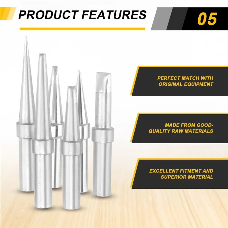 

A45M-Solder Tips 6Pcs ET Soldering Iron Replacement Tips For WES51/50,WESD51,PES51 / 50,WE1010NA WCC100 LR21 ET Tip Series (6PCS