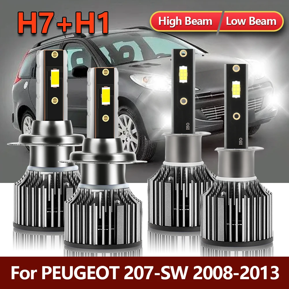 

4x LED Headlight Bulbs H1 H7 High Low Combo CSP Car Lamps Conversion Kit For Peugeot 207 SW 2008 2009 2010 2011 2012 2013