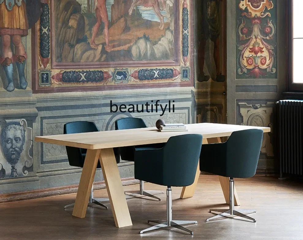 S Nordic Solid Wood Rectangular Conference Table Office Workbench Modern Creative Conference Table Personality Dining Table