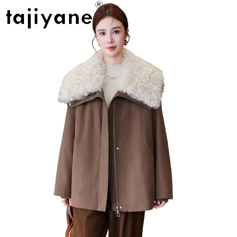 معاطف TAJIYANE 90% من ريش الإوز معاطف نسائية أنيقة بياقة صوف سترات سترة دافئة ملابس خارجية نسائية شتوية ملابس نسائية 2025 duбlenка