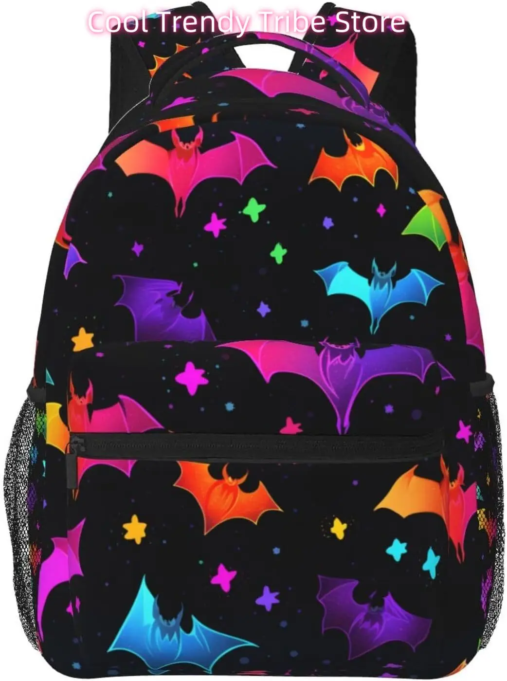 

Сумка для ноутбука «Снова в школу» Хэллоуин Art Цветные летучие мыши Легкий рюкзак для ноутбука Легкий многоцелевой дорожный повседневный рюкзак