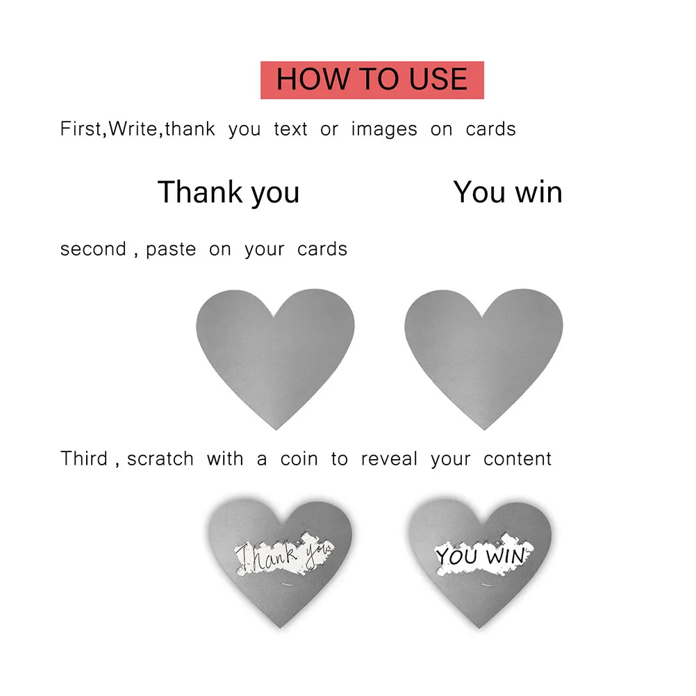 

300Pcs Rose Gold Heart Shape Scratch Off Stickers Labels DIY Customizable Party Game Prizes Anniversary Shower Bridal