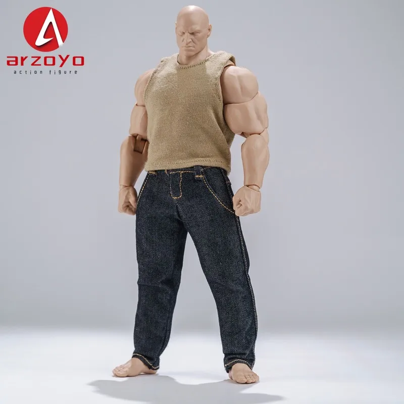 1/12 Herren Basic T-Shirt Vielseitige Weste Slim Jeans für 6" oder 7" MUFF Ant Romankey Super Strong Action Figure