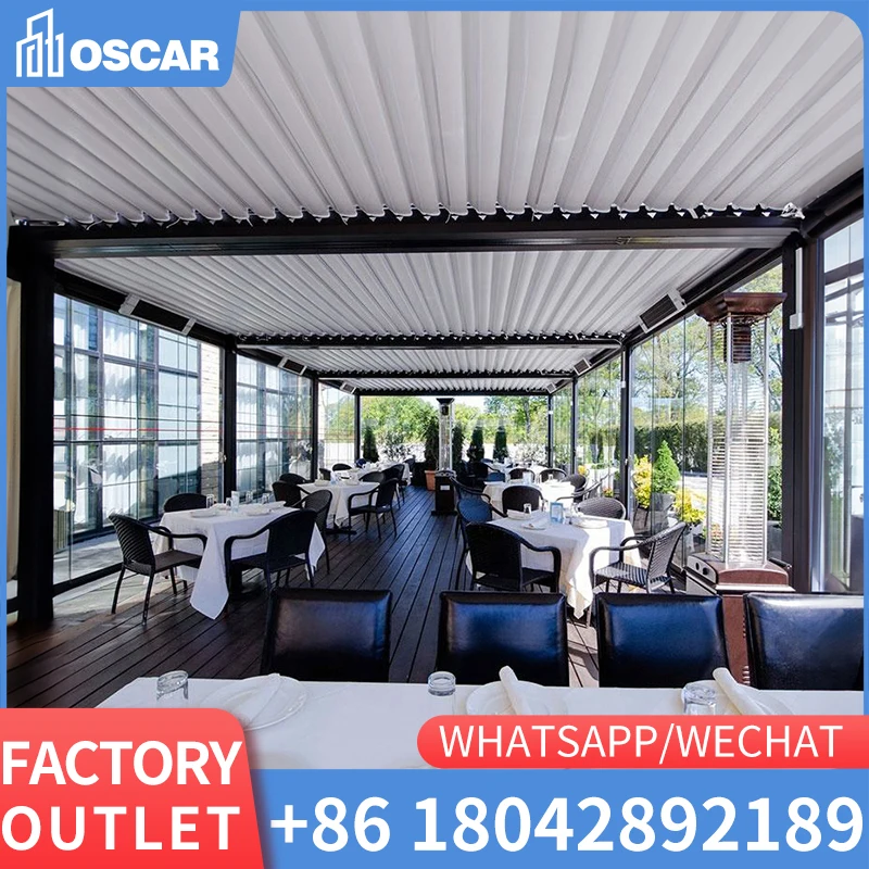 Factory price chinese style PVC waterproof electric pergola aluminium outdoor with motor and remote control