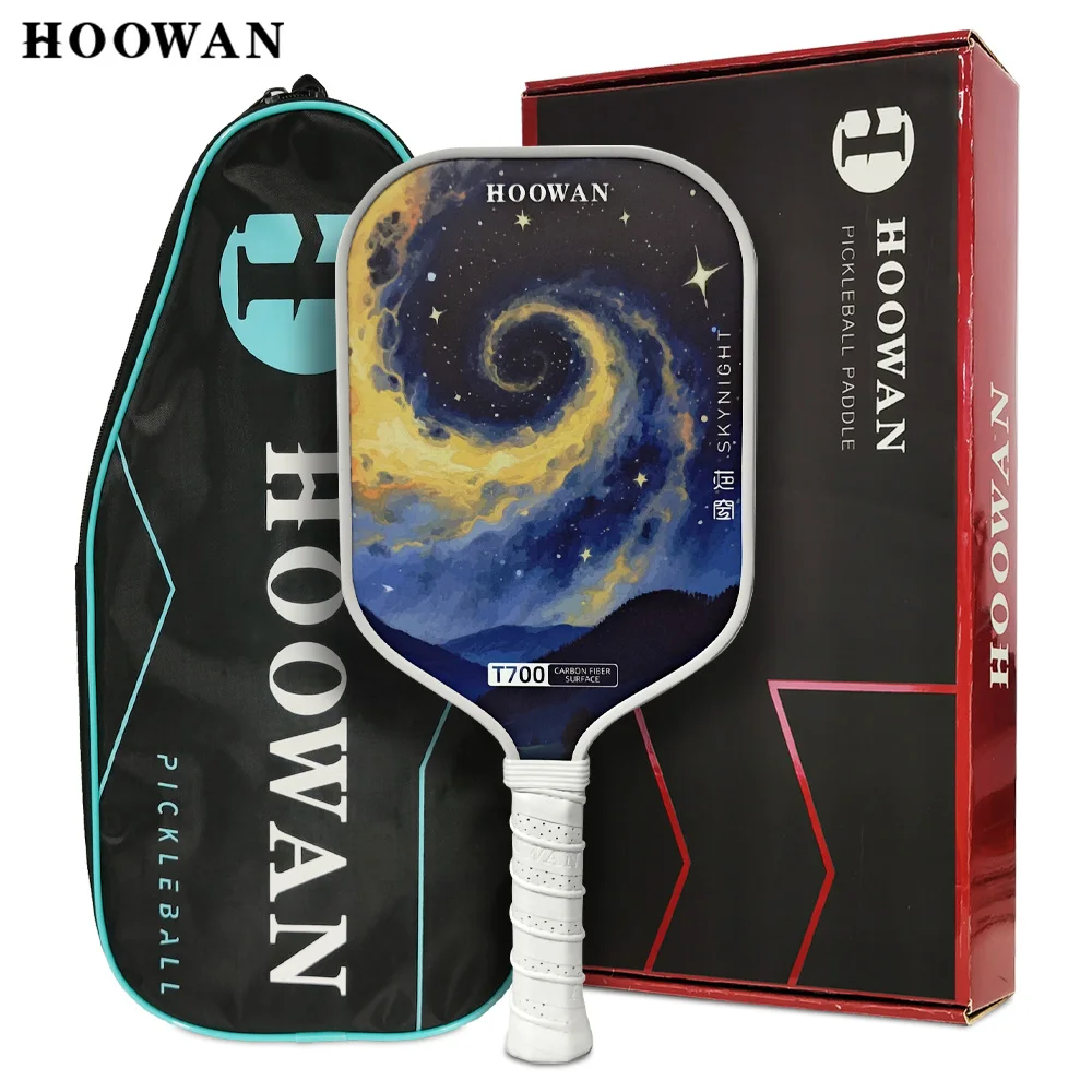 

HOOWAN T700 Carbon Pickleball Paddle Grit Surface with Polymer Honeycomb Core 16mm