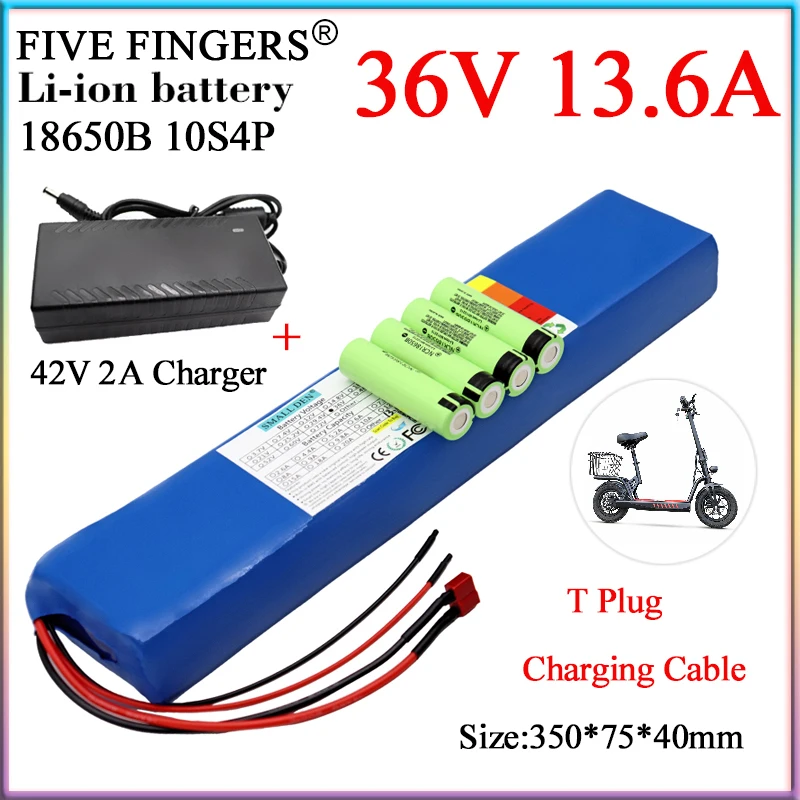 

New 36V 13.6Ah Original NCR18650B 10S4P Lithium Battery Pack 250-500W Electric car bicycle Motor Scooter Ebike +42V 2A Charger