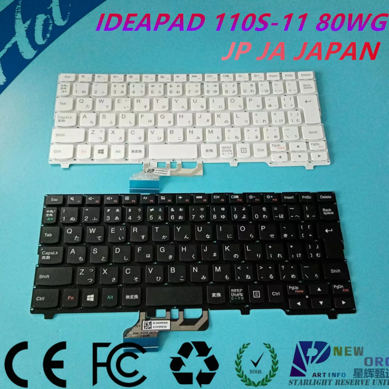 JP Japan Laptop keyboard for LENOVO IDEAPAD 110S-11 110S-11IBR 80WG Series BLACK/WHITE