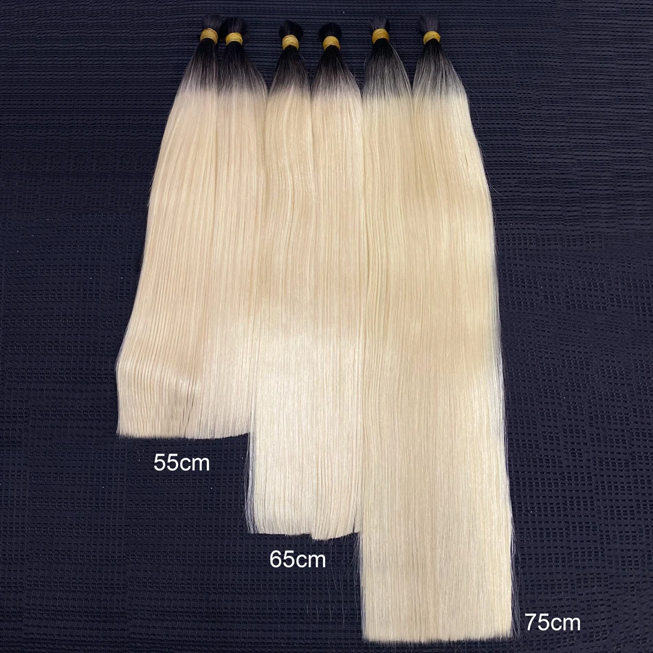 Vietnamese Blonde Straight Human Bulk  Hair Bundle 100% No Weft for Braiding 18-30 Inch Extension 613  Virgin Human Hair