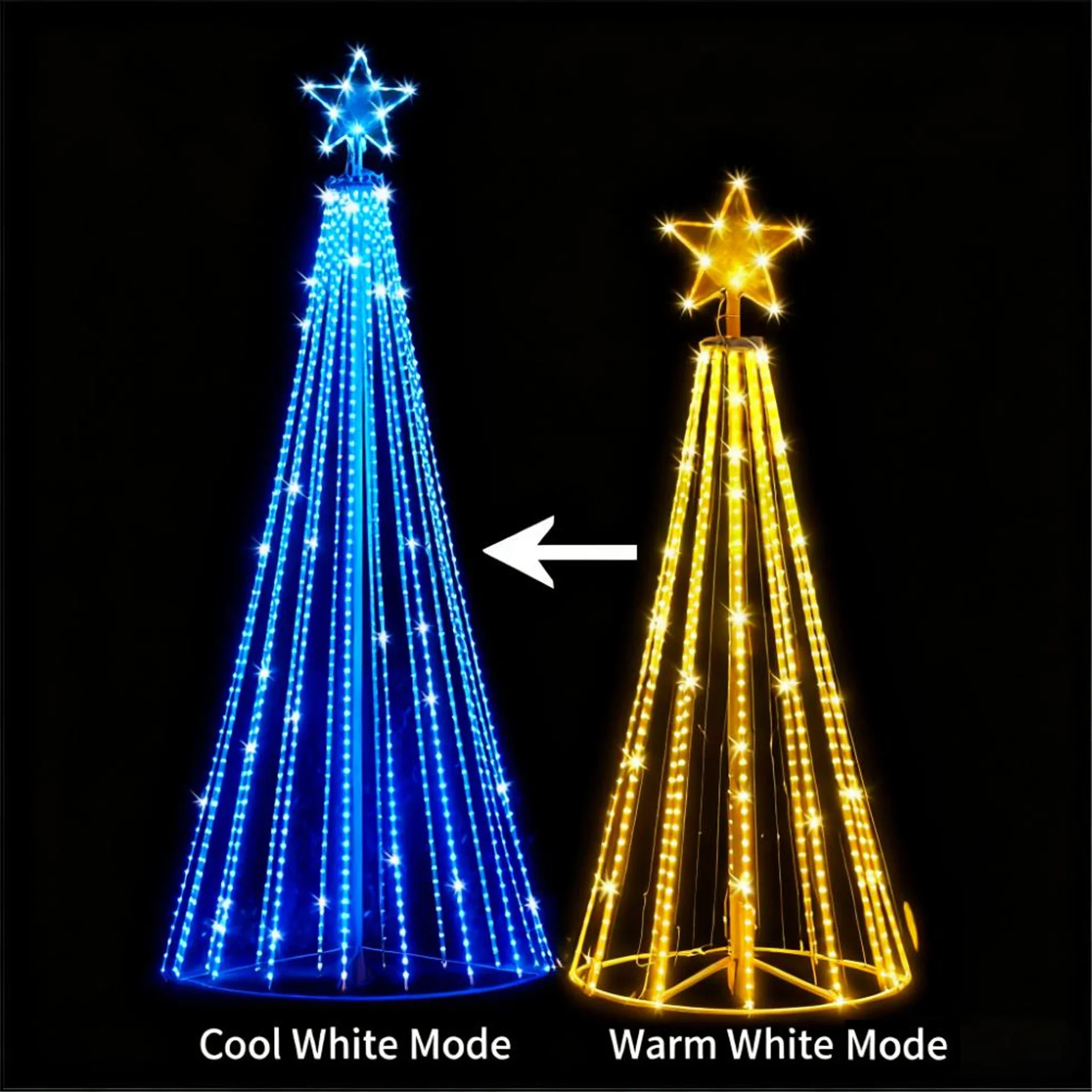 Solar-Powered LED Waterfall String Lights Christmas Tree Topper Five Point Star Waterfall Design Outdoor Garden Decor - view 6