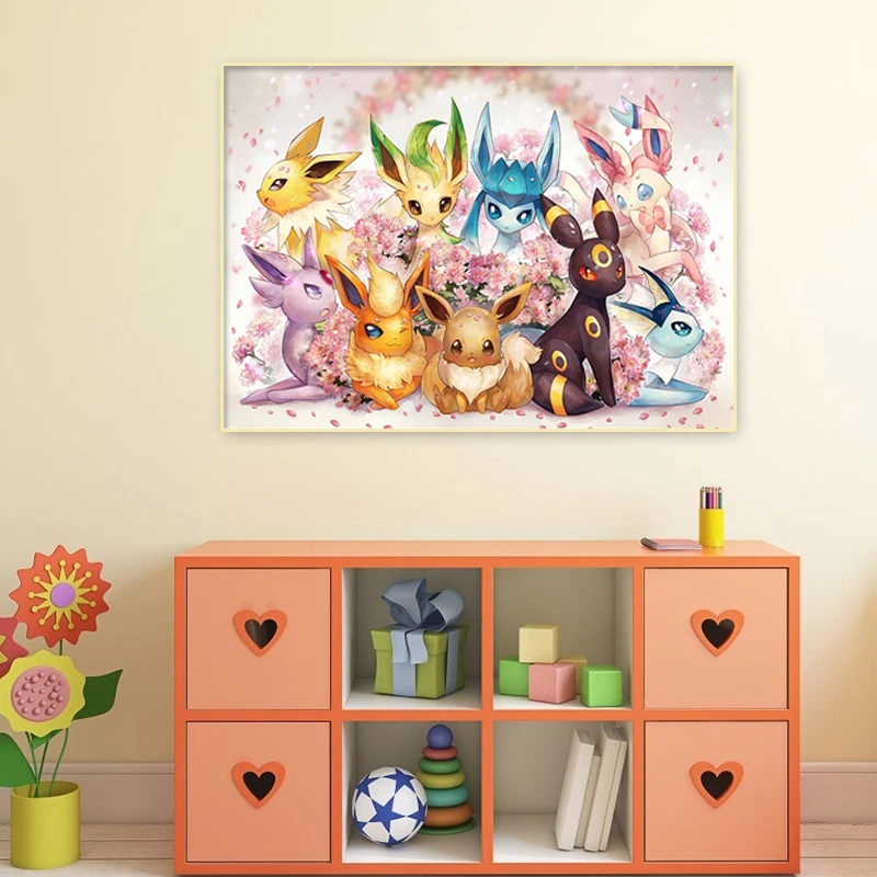 Pokemon Eeveelution Kawaii Poster Vaporeon Espeon Canvas Painting Wall Art Prints Living Room Decor Picture Mural Cuadros