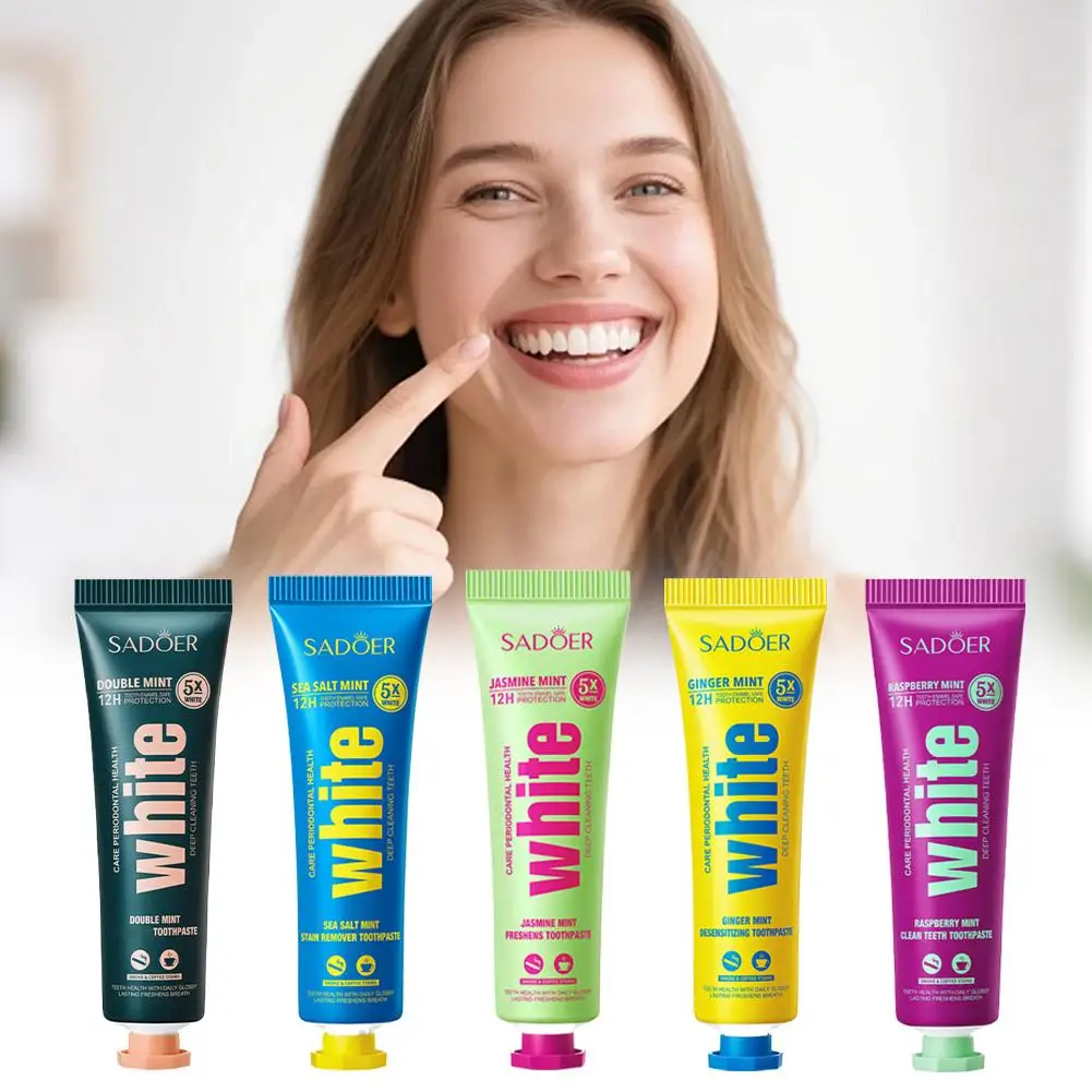 Pasta Dental Blanqueadora SADOER Serie Menta, Limpieza Profunda, Elimina Manchas Amarillas, Refresca el Aliento, Protección 12H, Higiene Bucal
