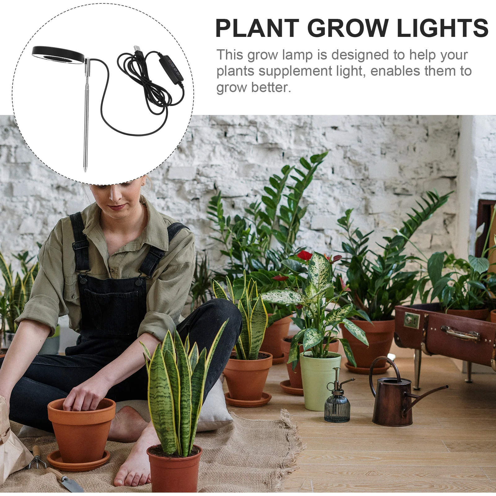 Support de plante d'intérieur avec lumières de croissance pour plantes, lampe en alliage d'aluminium Lauren