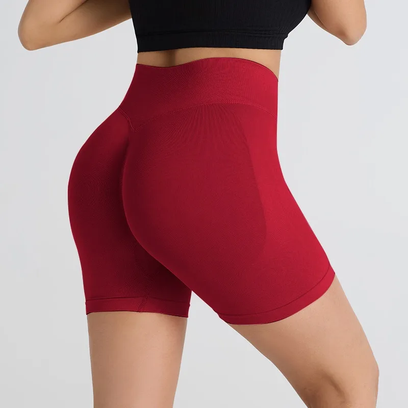 Women's High-Waisted Workout Shorts - Peach Round Lifting Yoga Shorts with Breathable Mesh (3 Colors)
