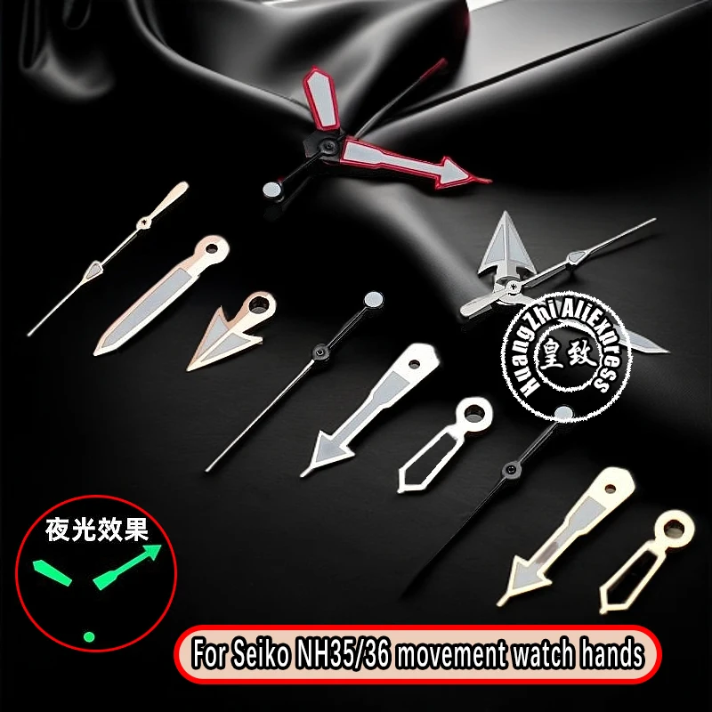 นาฬิกามือ SKX มือนาทีสําหรับ Seiko SKX007 SKX009 NH36 NH35 การเคลื่อนไหวดัดแปลงผู้ชายสีเขียวส่องสว่างวินาทีมืออะไหล่