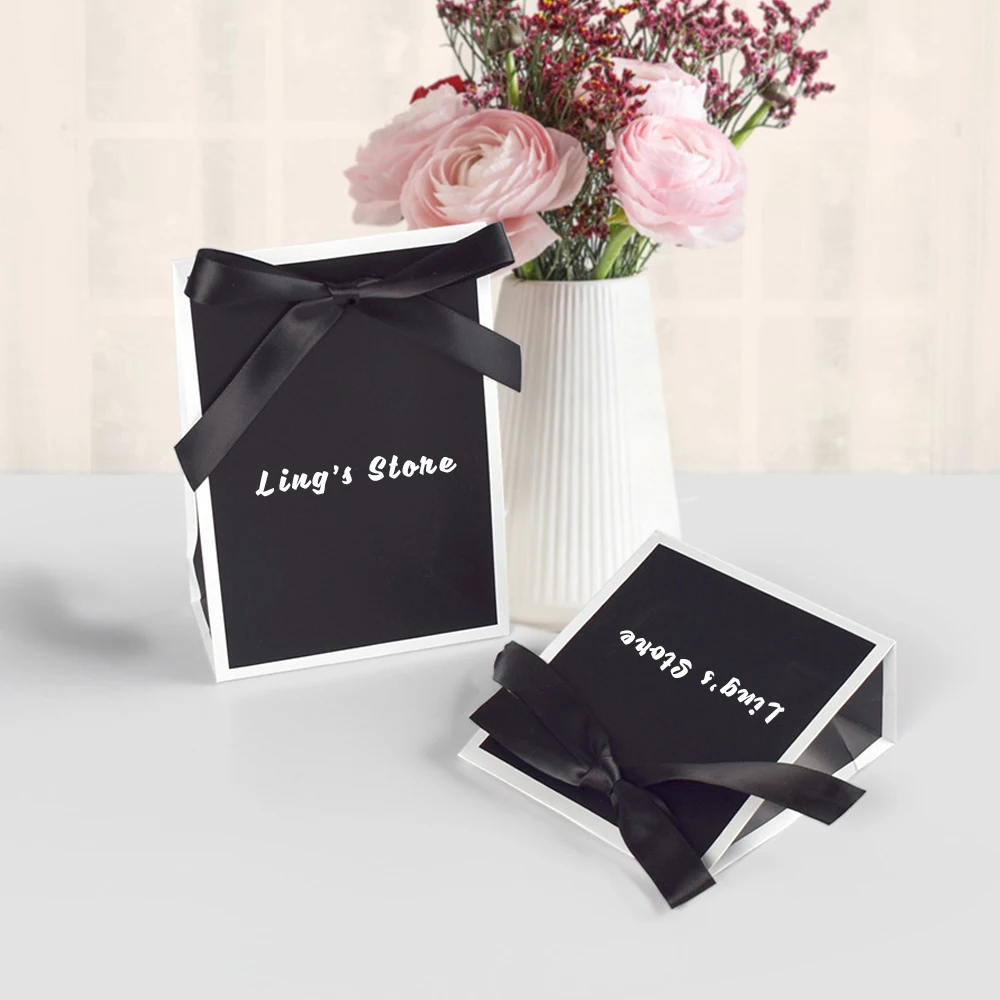 50Pcs 사용자 정의 로고 보석 선물 가방 부티크 포장 종이 Bowknot 핸드백 화장품 향수 반지 귀걸이 팔찌 보관 주머니