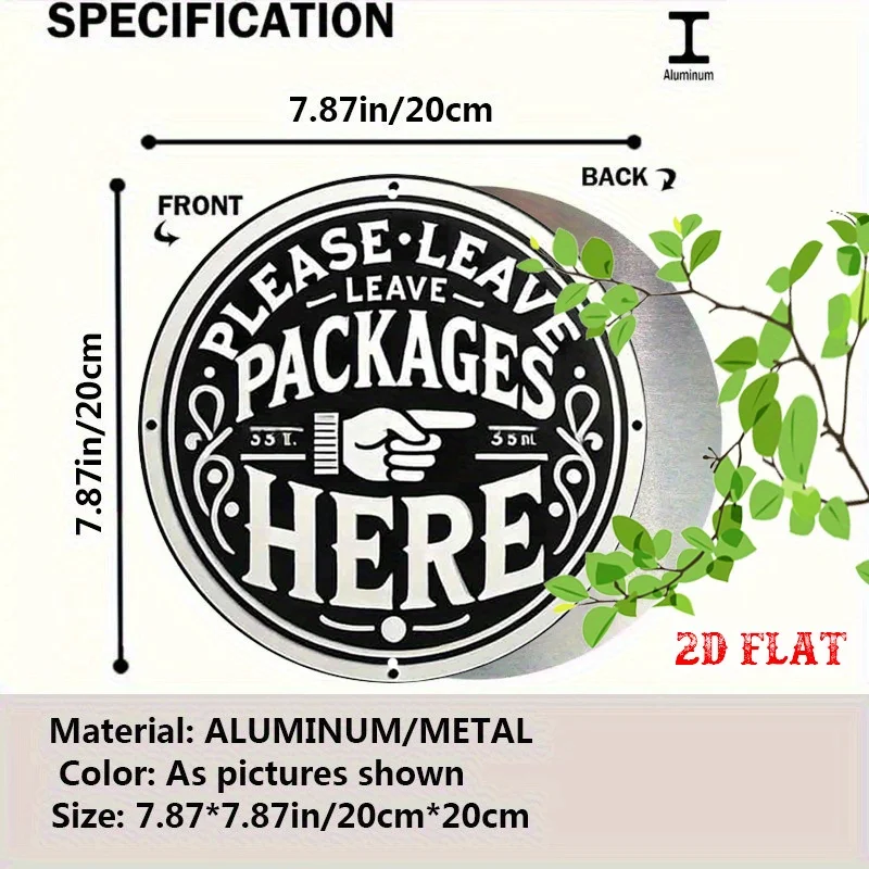 2D Flat, 1pc Vintage Round Aluminum Metal Tin Sign - 