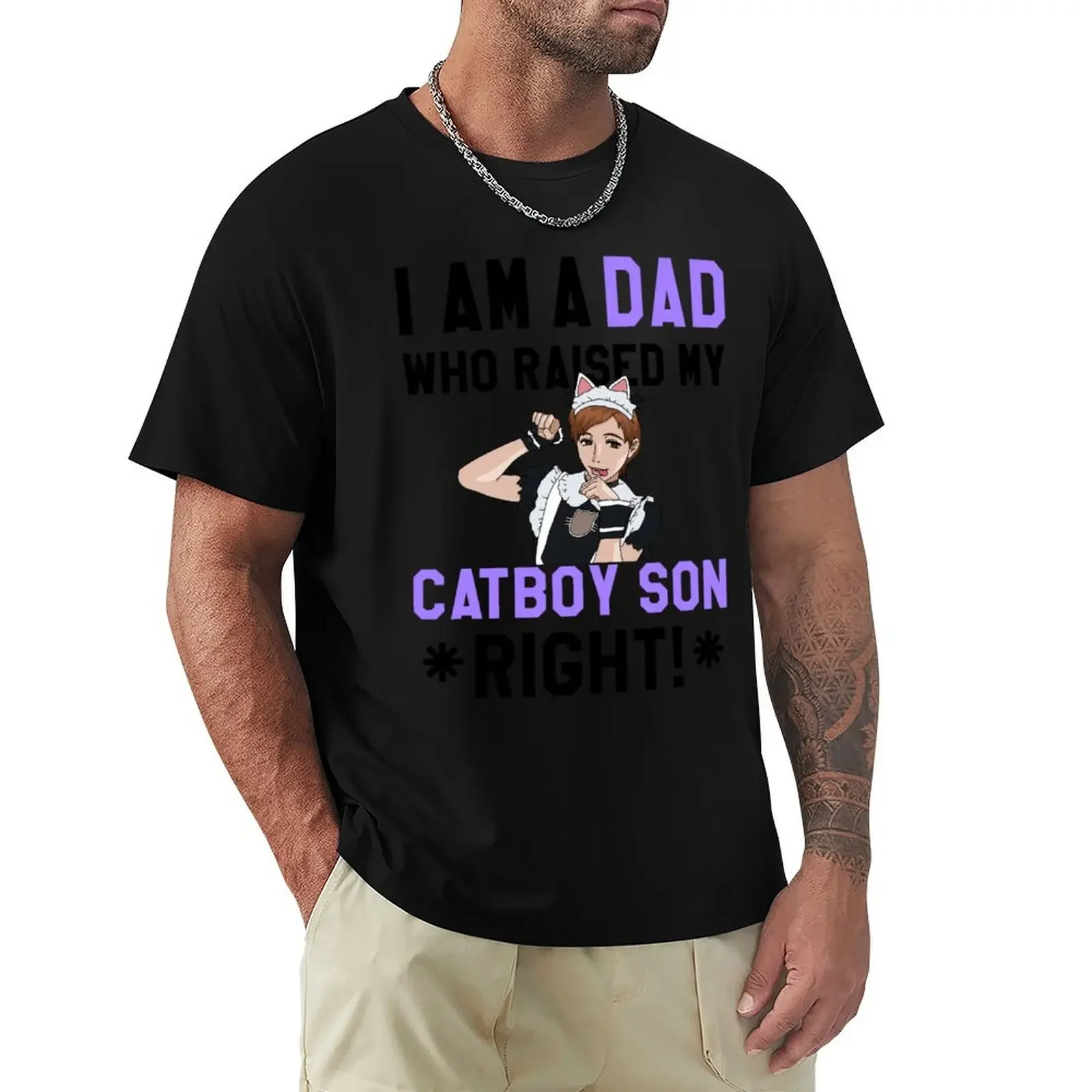 

Catboy Son (Dad) T-Shirt man clothes quick-drying Blouse plus size men clothing