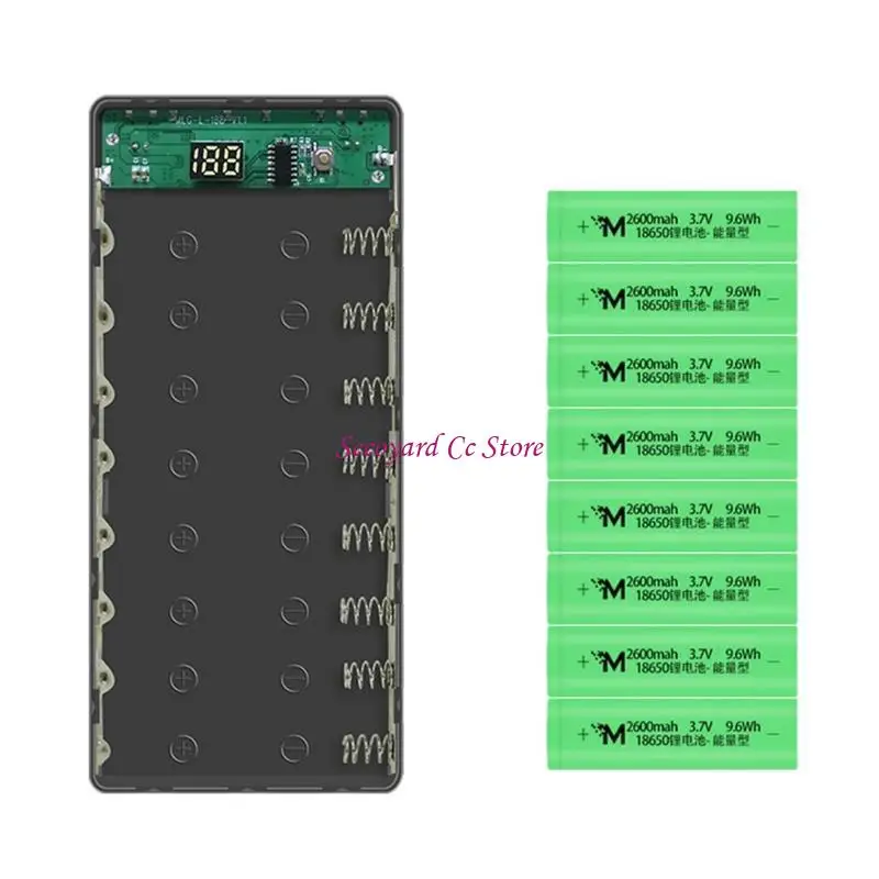 N3UC LCD Display 18650 Battery Holder Batteries for Case Storage Box 8x18650 Batte