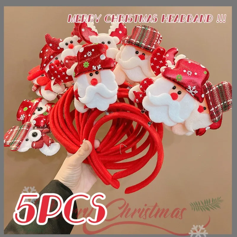 

1/5Pcs Christmas Headband 2025 New 3D Snowman Elk Santa Hairband Fashion Cute Hair Accessories For Women Kids Children