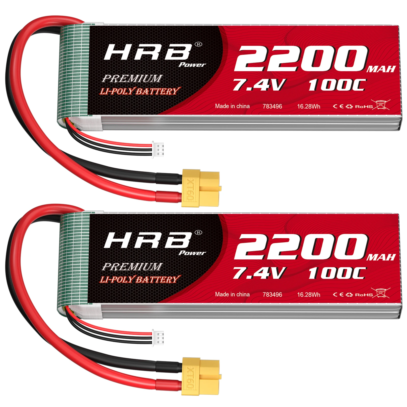 HRB Power 7.4V 2S 2200mah Lipo Batterij 100C XT60 Voor RC Quadcopter Helikopter Boot Auto Vliegtuig - afbeelding 1