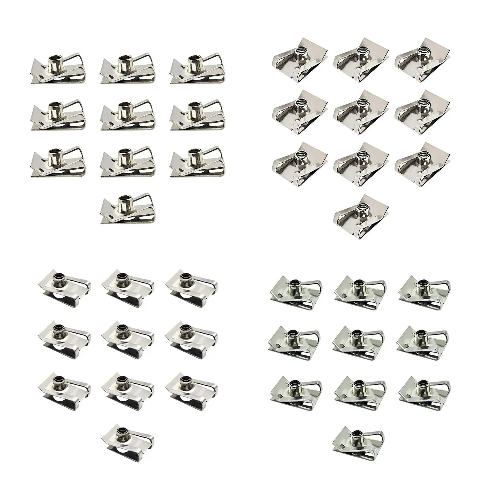 10 Pieces U Type Clips with Thread Panel Fasteners Portable U Shaped Clip Nut Stainless Steel for Scooter Car Motorcycle