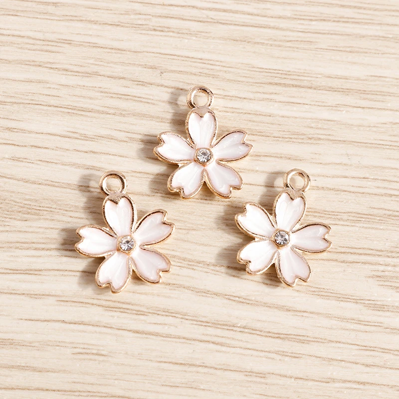 Tusember 20 Stück 14*17mm bunte, niedliche Sakura-Kirschblüten-Anhänger für handgefertigte Ohrhänger, Armbänder, Schmuckherstellung und Bastelarbeiten – Detail 8