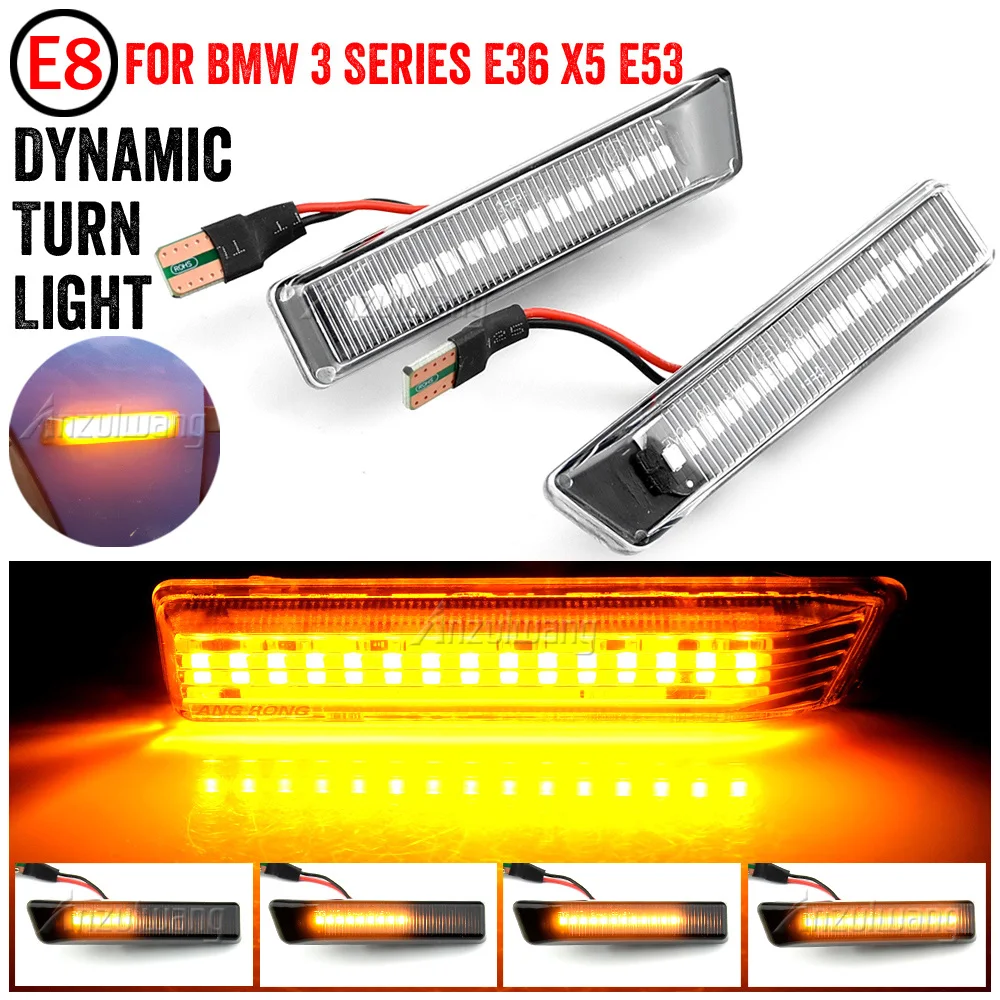 

For BMW X5 E53 1999-2006 LED Dynamic Turn Signal Light For BMW 3 Series E36 M3 Side Marker Lamp Flowing Indicator 1996-1999