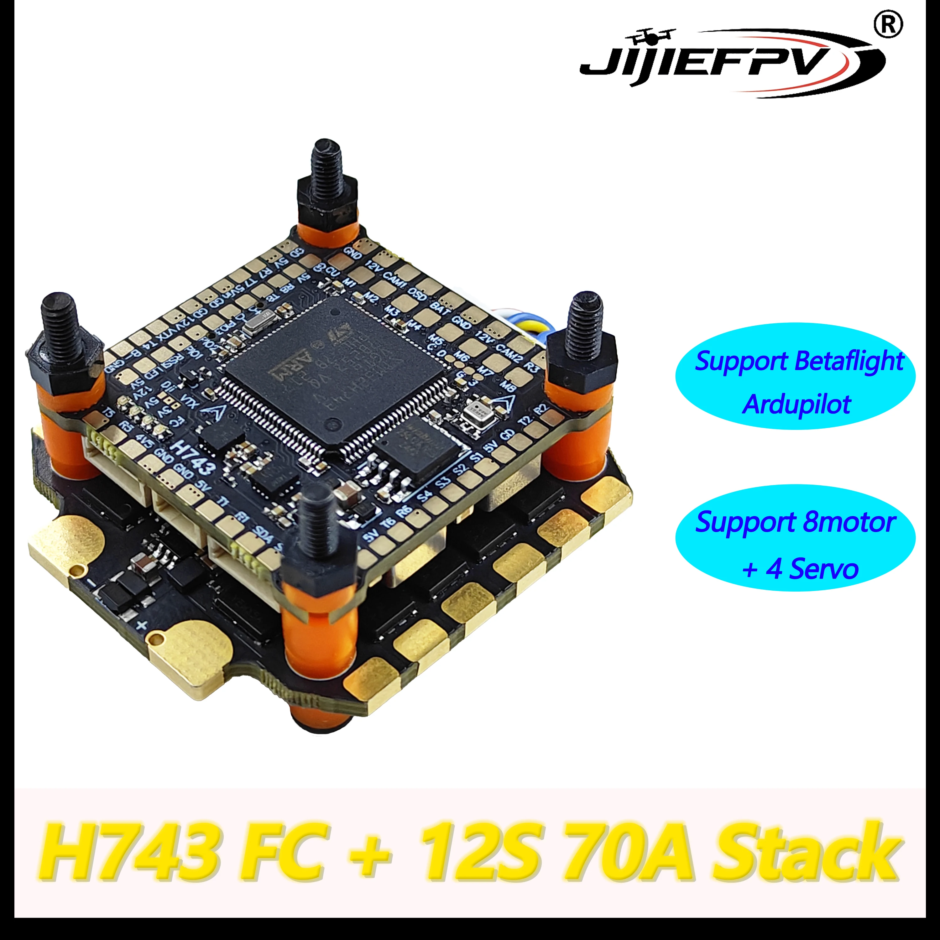 

JIJIE FPV H743 FC Flight Controller H7 стек 8s 70A 4in1 ESC Поддержка BetaFlight Ardupilot для DJI RC FPV фристайл Дрон DIY