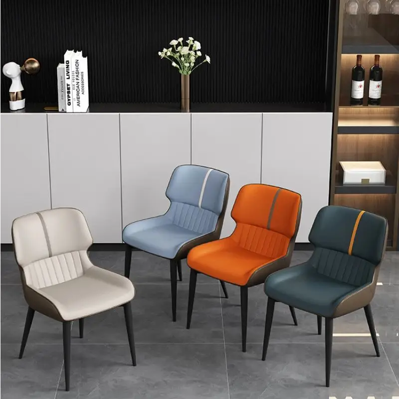 INS leather dining chair restaurant backrest soft chair relax Cafe Waiting chair bedroom Design vanity Stool Nordic Furniture