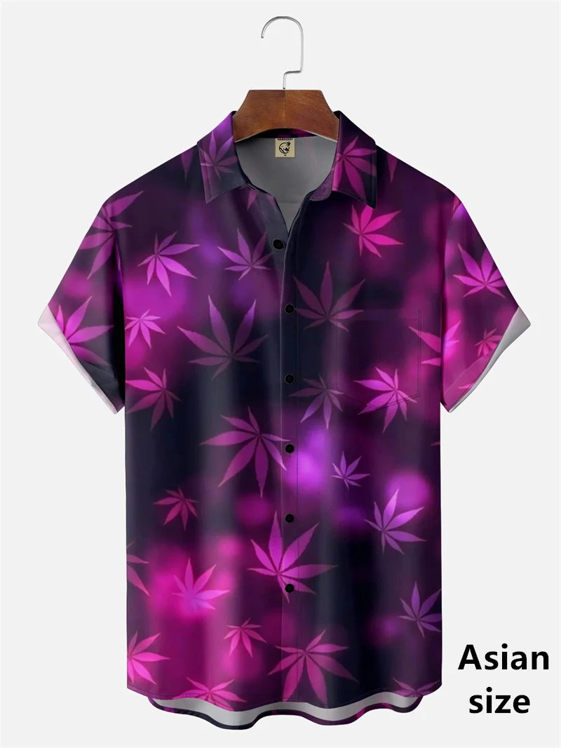 

New Summer Weeds Green Leaves Graphic Hawaiian Shirts Men Women 3D Printed Seaside Casual Holiday Button Lapel Women Blouse