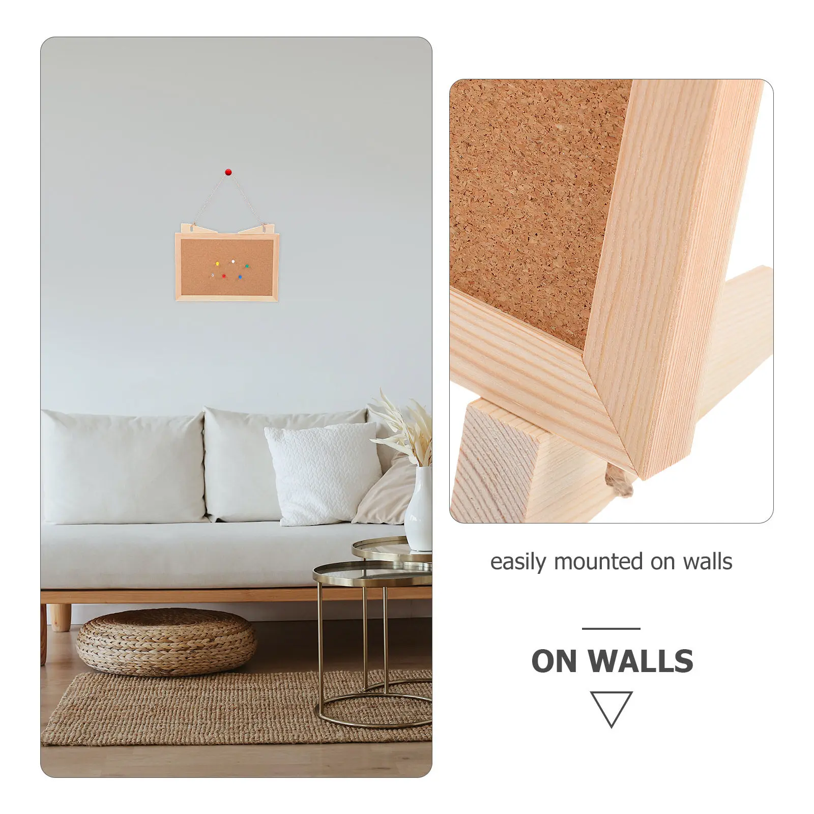 Small Cork Board for Desk Wooden Frame Decorative Cork Board Office Home School Photo Message Wall Display Pinboards for Wall