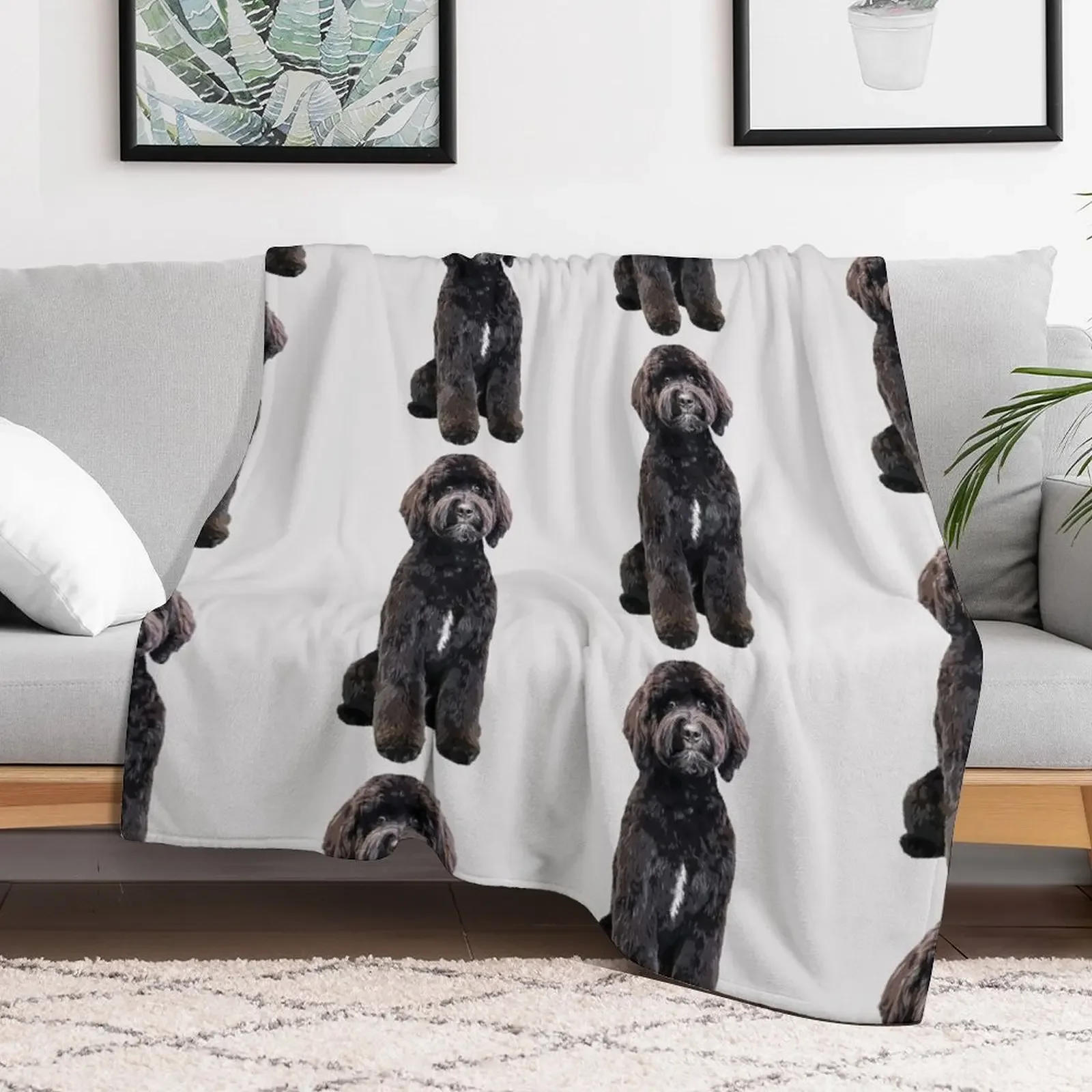 Black Labradoodle Goldendoodle Throw Blanket Flannel cosplay anime Hair Blankets