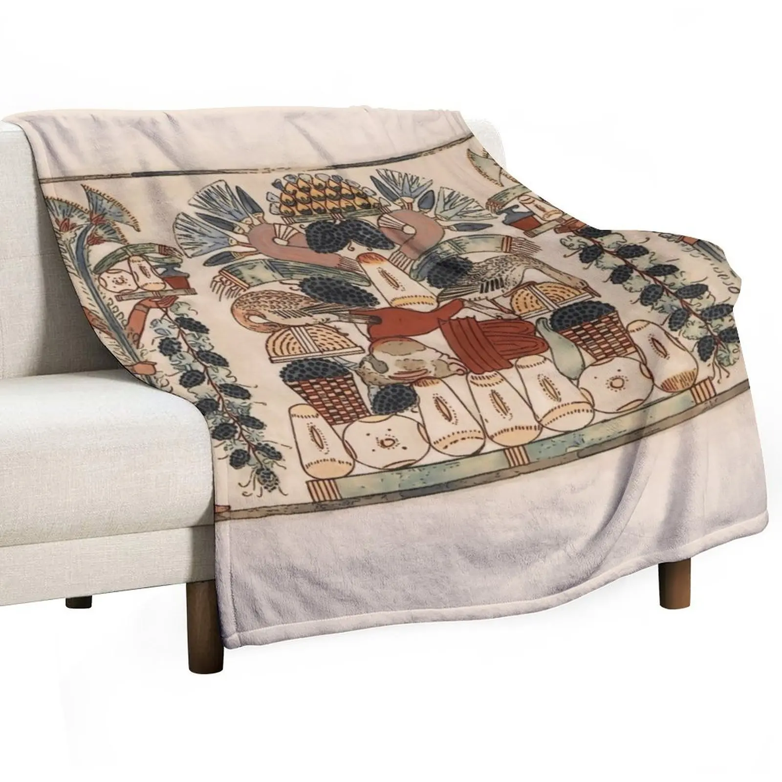 

Offering table with two tree goddesses Throw Blanket Decorative Beds Cute Stuffeds Blankets