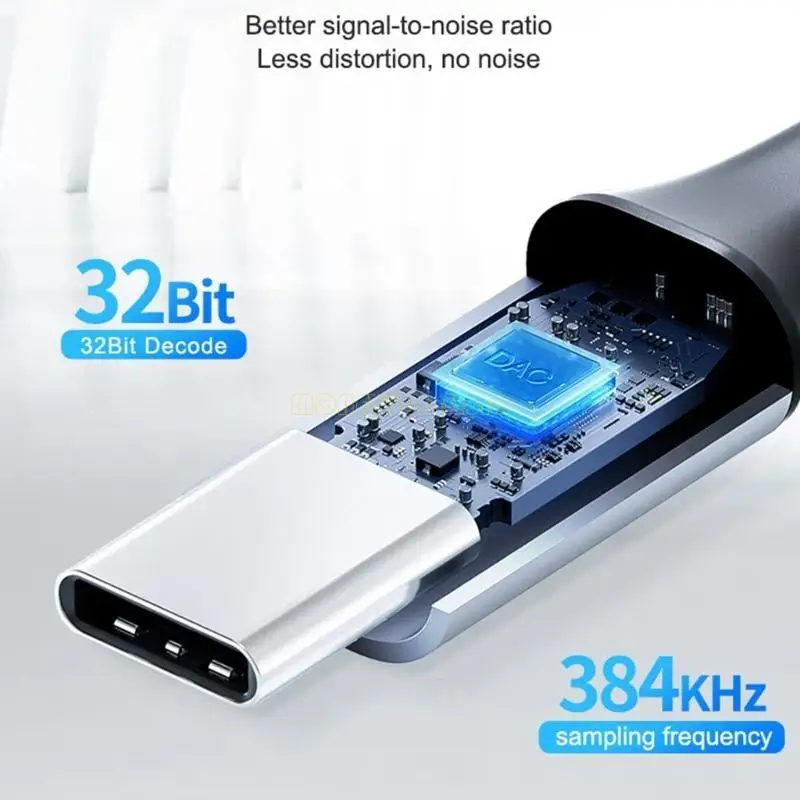 F62C USB C to 3Pin Microphone Cable 3Pin Female to Type C Aux Cable Cord Build in Chipset 20Hz-20KHz Frequency