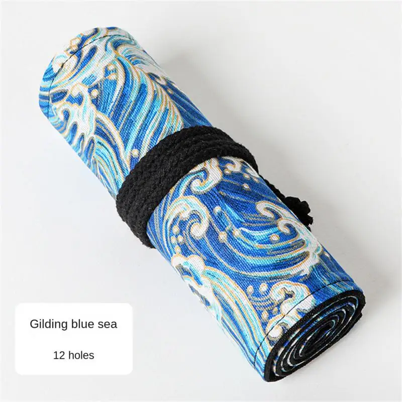 Holes Roll Up Pencil Case School Students Stationery Supplies Cute Pen Bag Wrap Holder Storage Pouch