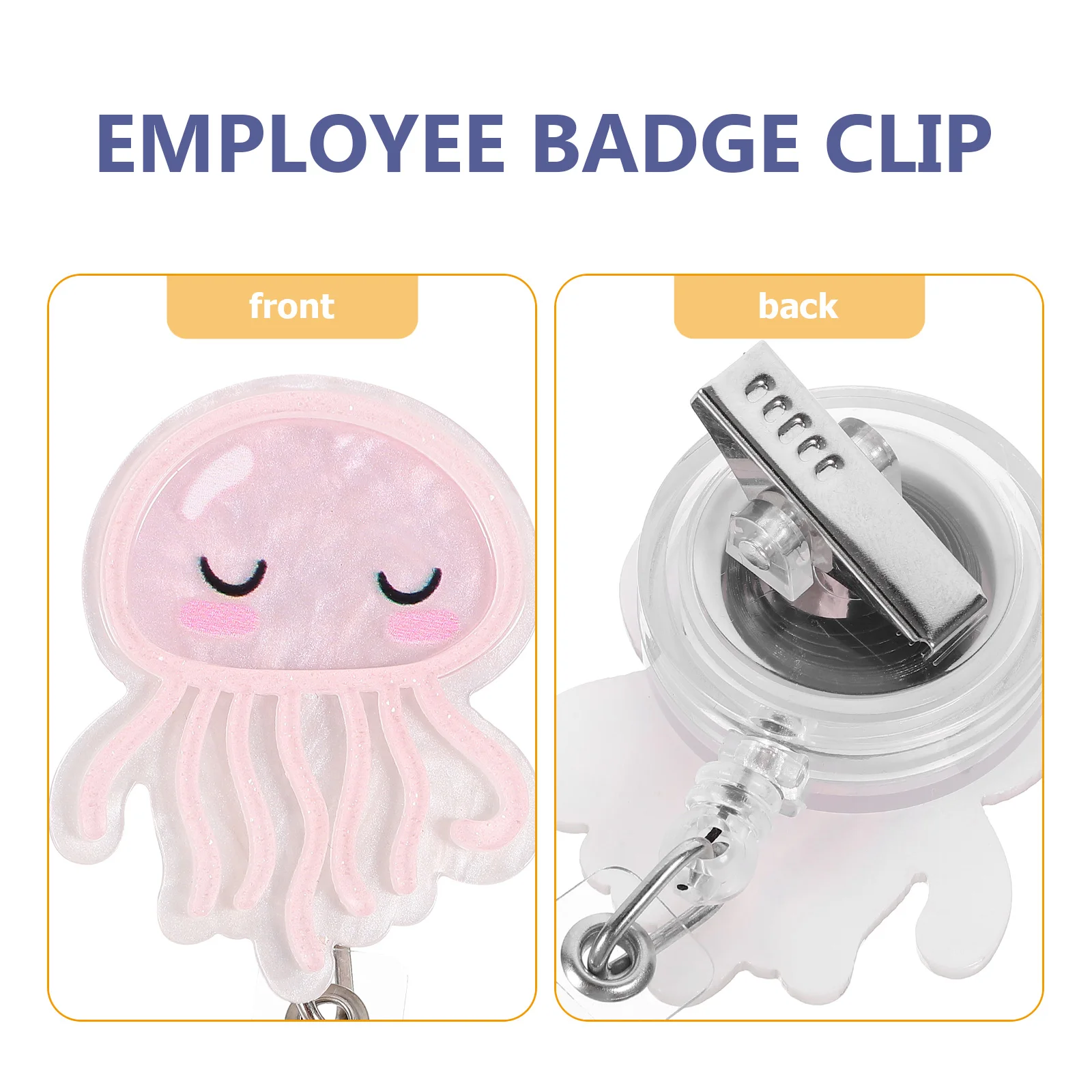 

Acrylic Badge Holder Retractable Clip Nurse Badge Reel Convenient Card Holder Keychain for Office Hospital Staff