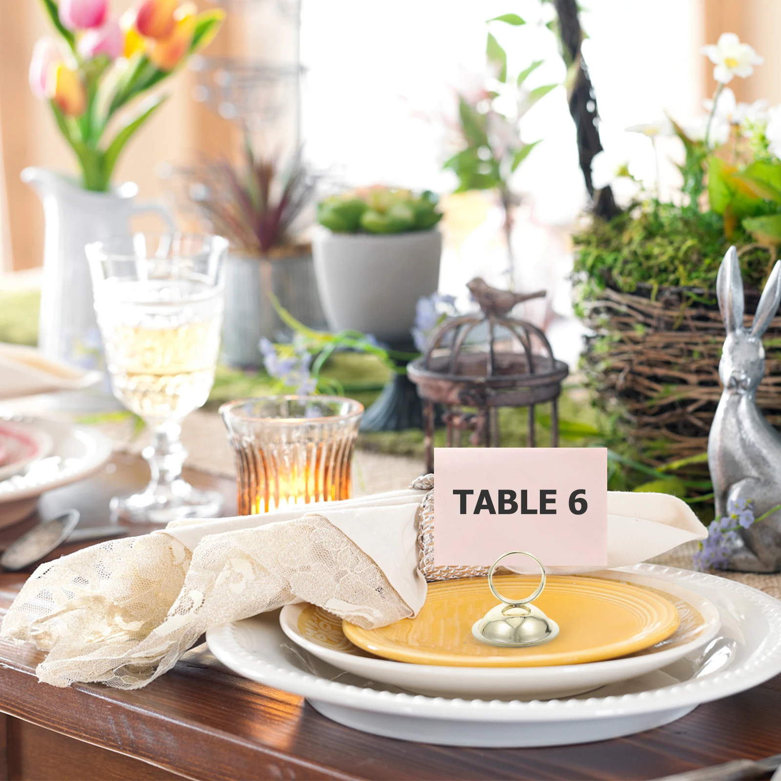 

6 Pcs Vertical Number Plate Clip Metal Table Cards Clips Food Base Memo Golden Graduation Centerpieces Banquet