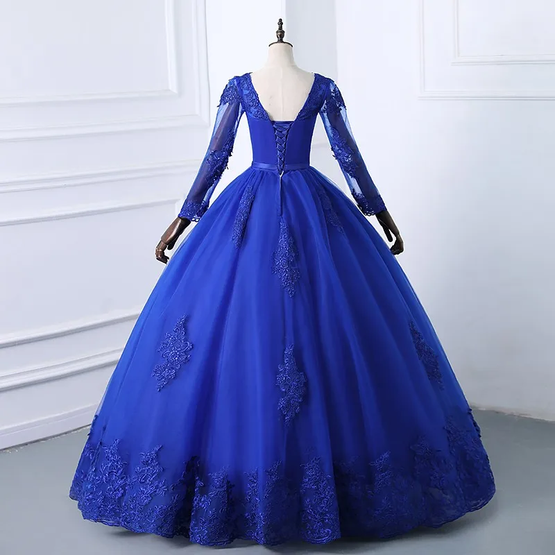 2024 abiti Quinceanera manica lunga elegante cintura abito da ballo in pizzo abito da ballo di lusso Plus Size abiti 15 per ragazza