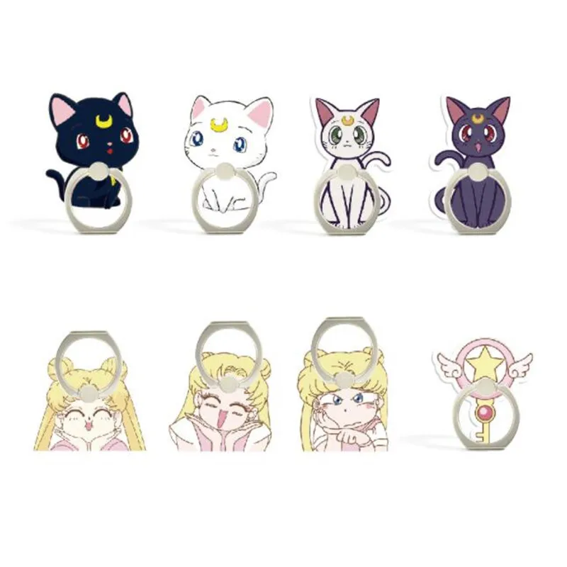 

360 Degree Cartoon Cat Girl Star Finger Ring Smartphone Stand Holder Mobile Phone Cute Bear Holder Stand For iPhone All Phone