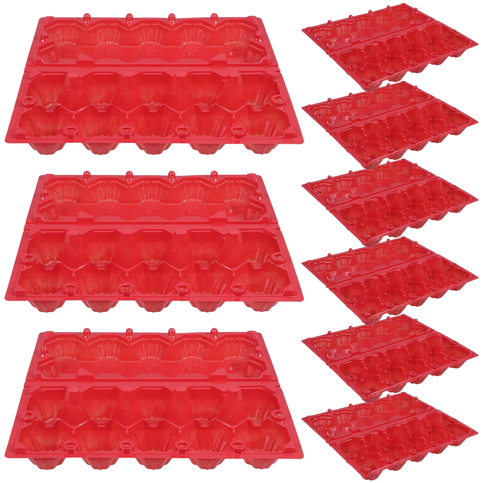 

10pcs Red Plastic Egg Carton Container Tray For Storage Refrigerator Design Long Lasting Capacity Secure Cover Freshness
