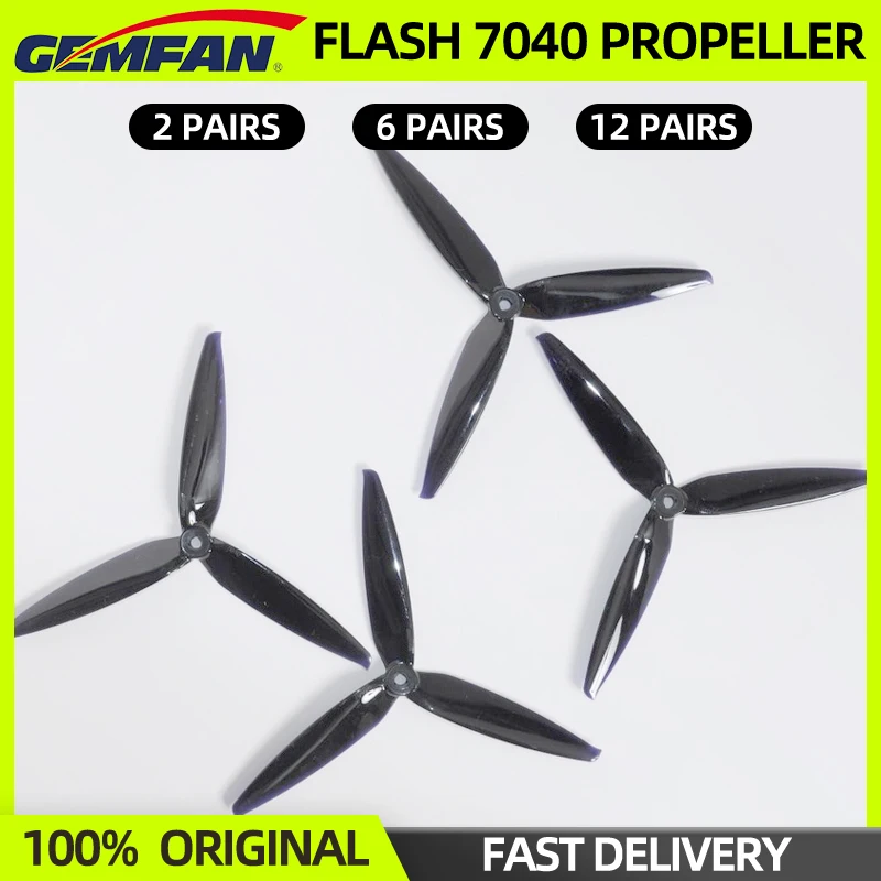 2/6/12Pairs Gemfan Flash 7040 Propeller 7inch 3-Blade 7X4X3 CW CCW Props For FPV RC Drone Racing Freestyle Long Range Quadcopter